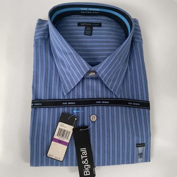Van Huesen - 2XLT Blue Striped Dress Shirt - Picture 1 of 6
